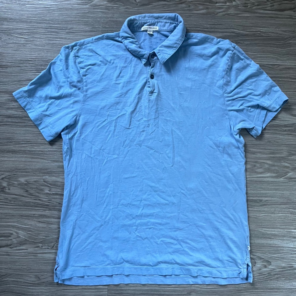 James Perse Standard Mens Blue Supima Cotton Short Sleeve Polo Shirt MSX3337